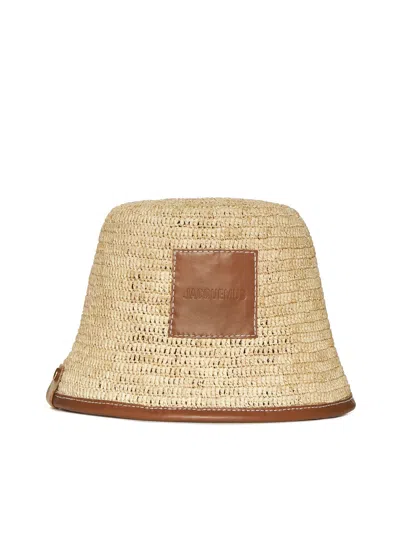 Jacquemus Le Bob Soli Raffia Hat In Brown