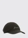 Jacquemus Dark Brown Solid Logo Baseball Hat In Black