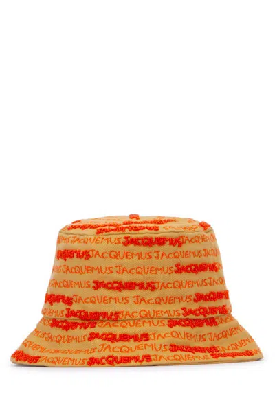 Jacquemus Beige Orange Logo Bucket Hat In 150