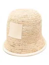 Jacquemus Soli Cap With Leather Trim And Woven Texture In Black