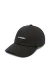 Jacquemus Embellished Cotton-twill Baseball Cap In Black
