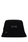 Jacquemus Le Bob Belo Cable Knit Bucket Hat In Black