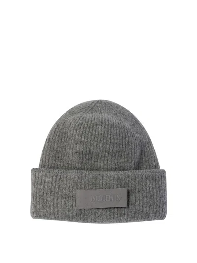 Jacquemus Le Bonnet Gros Grain Alpaca Blend Beanie In Grey