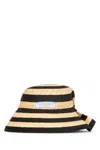 Jacquemus La Chapeau Vela Raffia Bucket Hat In Ivoryblack