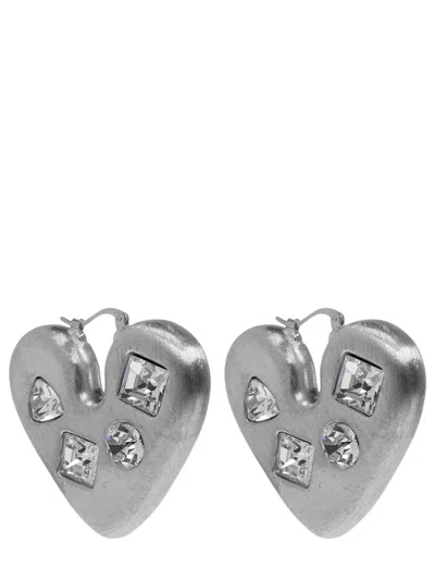 Jacquemus Heart-shaped Crystal Stud Earrings In Yellow