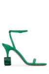 Jacquemus Sculpted Heel Leather Sandals In Green