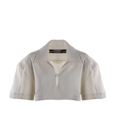 Jacquemus Hemp-cotton Cropped Shirt In Gray