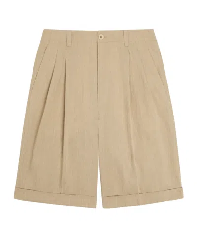 Jacquemus Herringbone Linen-blend Shorts In Multi