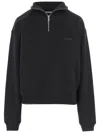 Jacquemus High Collar Cotton Fleece Sweatshirt With Grosgrain Detail In Black