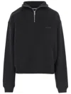 Jacquemus High Collar Cotton Fleece Sweatshirt With Grosgrain Detail In Black