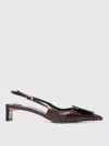 Jacquemus Pointed Toe Slingback Pumps With Textured Calf Leather In Braun