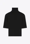 Jacquemus High-neck Cropped Top With Padded-shoulders In Black
