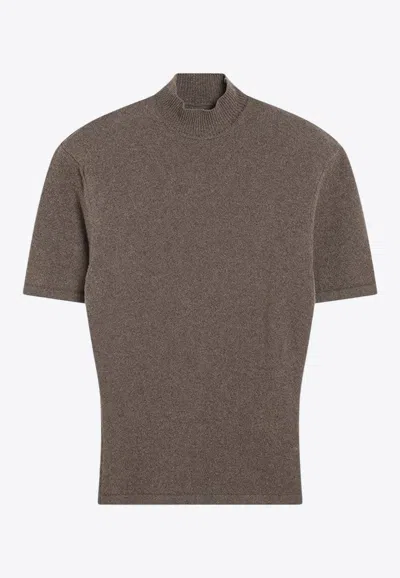 Jacquemus High-neck Ribbed Top In Brown