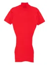 Jacquemus Turtleneck Short Sleeve Knee-length Dress In Red