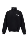 Jacquemus High Neck Zip Sweatshirt With Logo Detail And Gathered Cuffs In Black