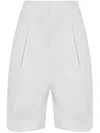 Jacquemus Ovalo High-rise Pleated Straight-leg Bermuda Shorts In 100 White