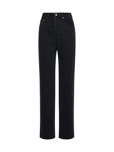 Jacquemus Cropped Black Denim Pants With Flared Leg In White