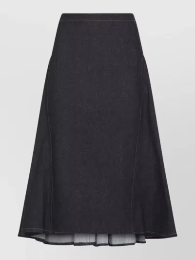 Jacquemus High Waist Denim Skirt Contrast Stitching In Purple