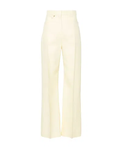 Jacquemus High Waist Flared Pants In White