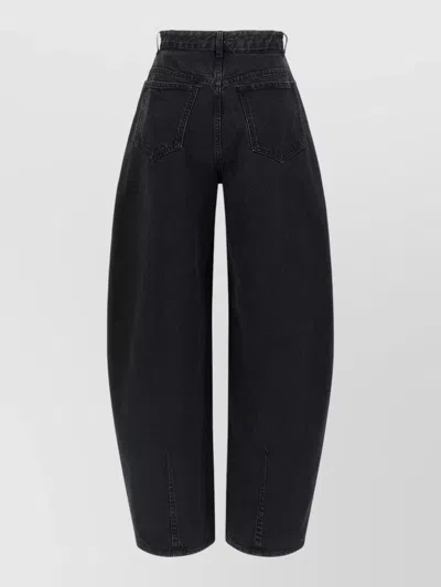 Jacquemus High Waist Jeans Pleats Belt Loops In Black