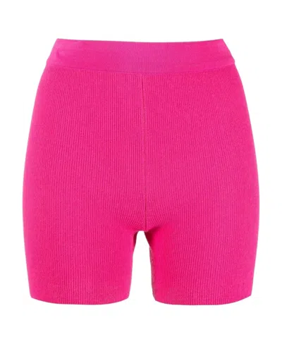 Jacquemus Le Short Arancia Ribbed Biker Shorts In Pink