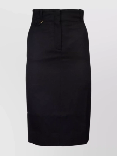 JACQUEMUS HIGH WAIST SLIT SKIRT WITH FRONT PLEAT DETAIL