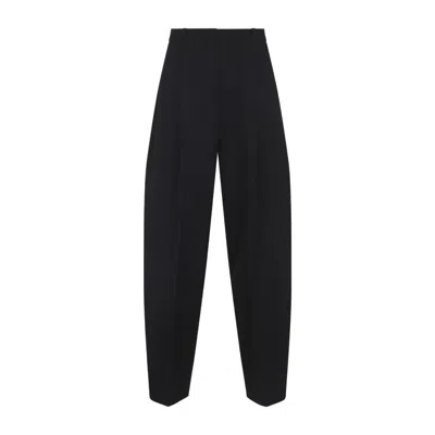 Jacquemus High-waisted Black Virgin Wool Pants With Curved Leg Silhouette