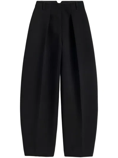Jacquemus High-waisted Black Viscose Trousers With Wide-leg Silhouette
