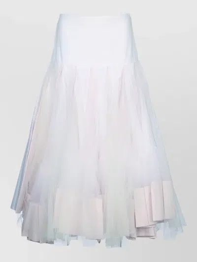 Jacquemus High Waisted Layered Tulle Flared Skirt In White