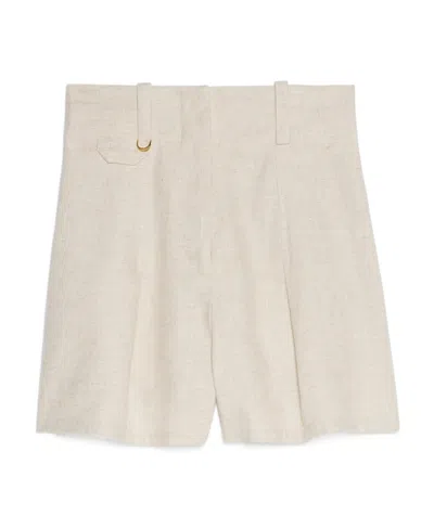 Jacquemus High Waisted Shorts In White