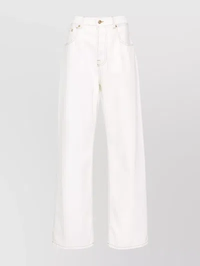 Jacquemus High-waisted Wide-leg Trousers Featuring Belt Loops In Beige