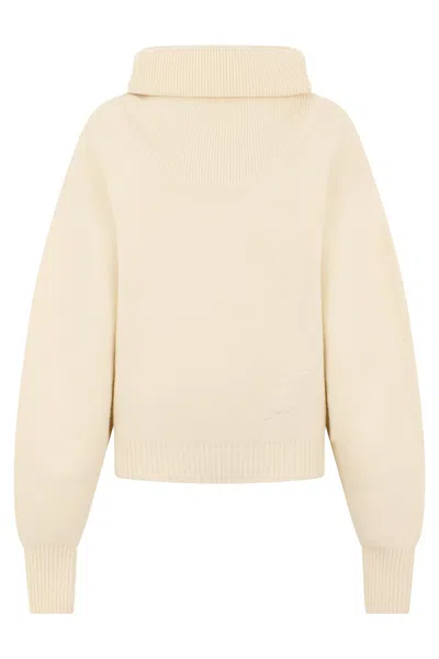 Jacquemus High-neck Wool And Cashmere Sweater - Cropped Fit In Animal Print