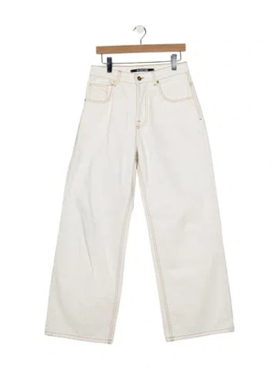 Pre-owned Jacquemus High-rise Wide Leg Jeans In White
