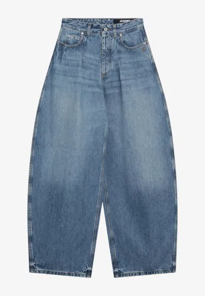 Jacquemus High-waist Curved-leg Jeans In Blue