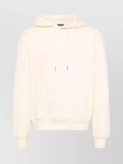 Jacquemus Hooded Drawstring Crewneck Sweater In Beige 2
