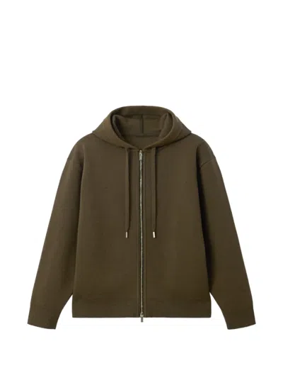 Jacquemus Hooded Pique Zip Cardigan In Green