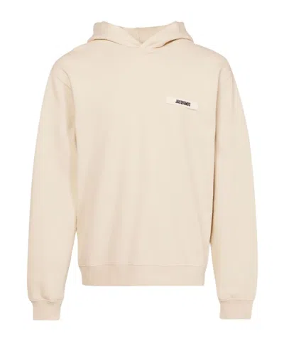 Jacquemus Light Beige Hooded Sweatshirt With Minimalist Design In Neutral