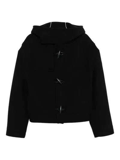 Jacquemus Hooded Long Sleeve Outerwear Collection In Black
