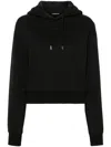 Jacquemus Le Grosgrain Logo Cotton Fleece Crop Hoodie In Black  