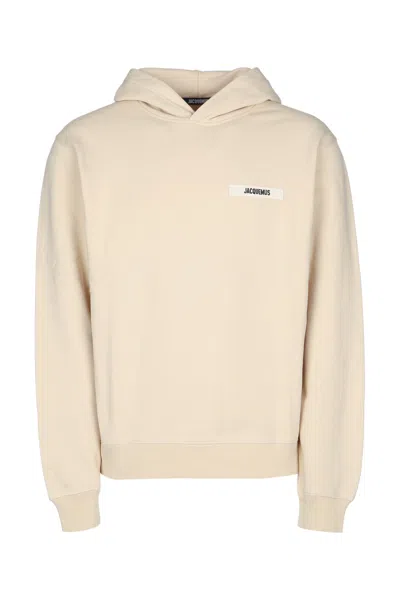 Jacquemus Cotton Logo-patch Hoodie In Neutral
