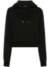 Jacquemus Le Grosgrain Logo Cotton Fleece Crop Hoodie In Black