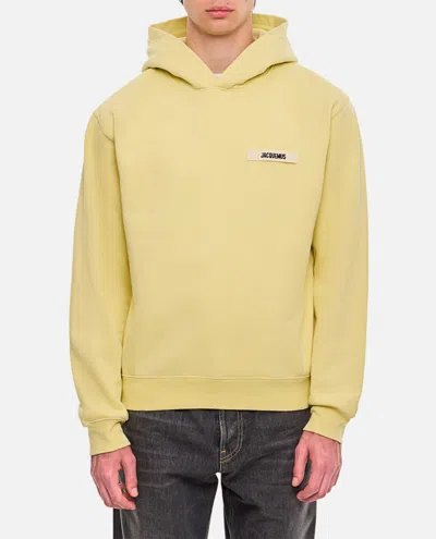 Jacquemus Le Hoodie Zip Gros Grain In Yellow