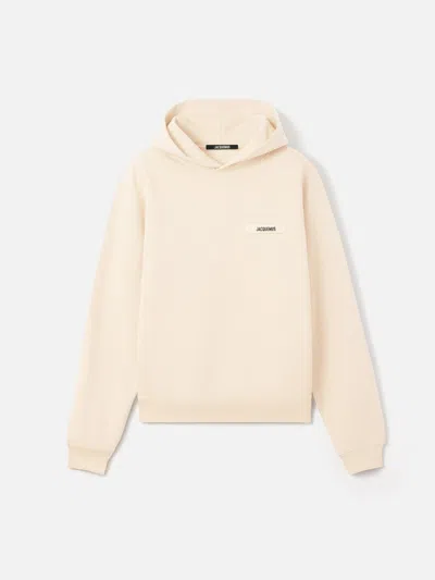 Jacquemus Hoodie With Gros Grain Effect In Neutral