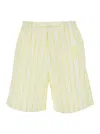 Jacquemus Aloe Striped Pattern Elastic Waistband Shorts In Yellow