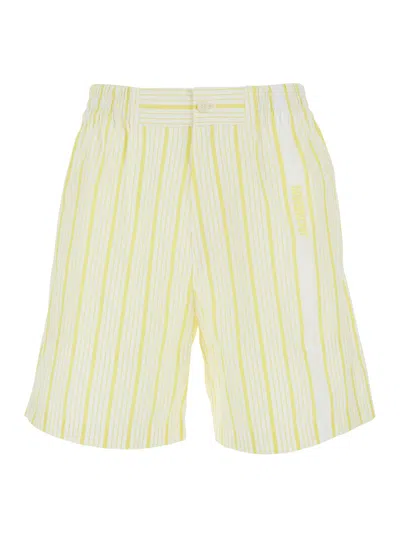 JACQUEMUS ÌLE SHORT ALOE WHITE SHORTS WITH LOGO LETTERING