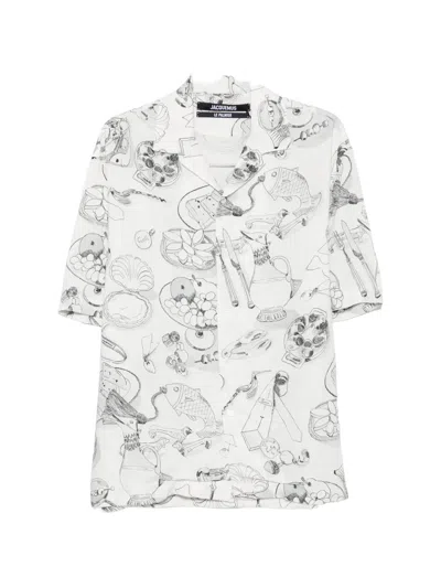 Jacquemus Illustrative-print Short-sleeve Shirt In White