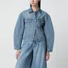 Jacquemus Classic Cotton Denim Jacket With Tailored Hem And Chest Pockets In Blue