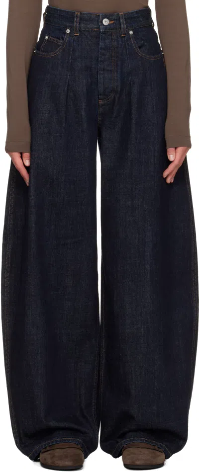 Jacquemus Indigo 'the Ovalo De-nîmes' Jeans In Blue