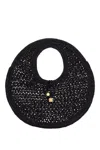 Jacquemus Le Rond Spiaggia Shoulder Bag In Raffia In Black