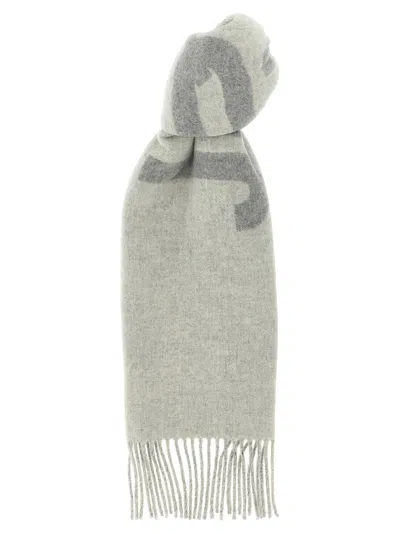 Jacquemus Intarsia Logo Virgin Wool Scarf In Cream